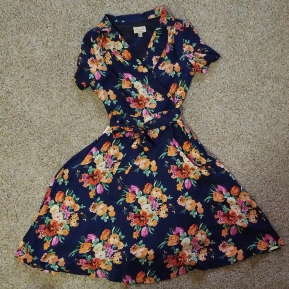 Lindy bop blue floral dress